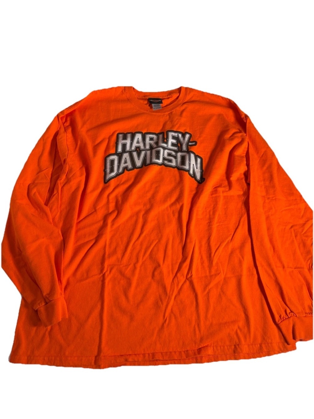 Harley Davidson Long Sleeve Shirt Mens 2XL Orange Grand Prairie TX Motorcycle